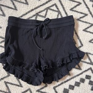 Black ribbed ruffle shorts by KATE QUINN lounge beach size small